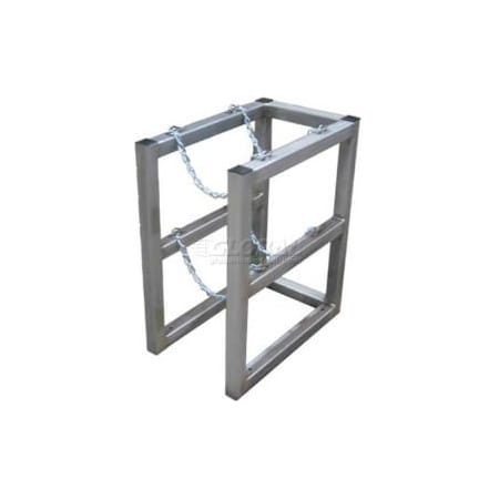Justrite Stainless Steel Cylinder Tube Rack, 1 Wide x 2 Deep, 16"W x 26"D x 30"H, 2 Cylinder Cap. 35088